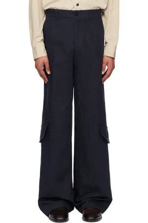 DRIES VAN NOTEN Pantalon cargo décontracté bleu marine