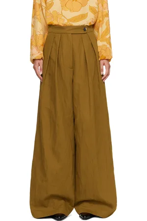 DRIES VAN NOTEN Pantalon brun à plis