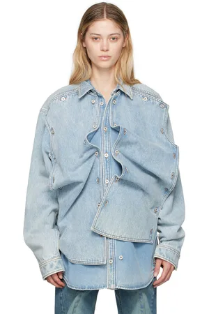 Y / PROJECT Chemise bleue en denim à empiècements amovibles - Evergreen