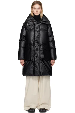 Maison Margiela Manteau matelassé noir en cuir synthétique rembourré en duvet
