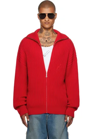 LU’U DAN Pull Slacker rouge en tricot côtelé