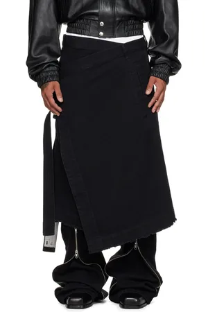 LU’U DAN Jupe de style tablier noire en denim