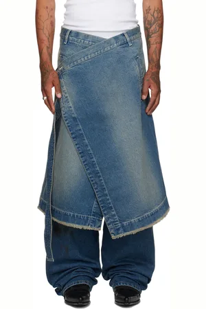 LU’U DAN Jupe de style tablier bleue en denim
