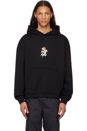 HUGO BOSS Pull à capuche noir à images de fleurs