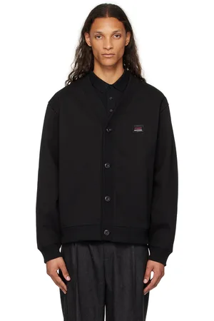 HUGO BOSS Cardigan noir à plaque à logo