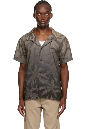 HUGO BOSS Chemise kaki à motif graphique imprimé