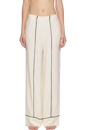 HUGO BOSS Pantalon de pyjama blanc cassé à logo brodé