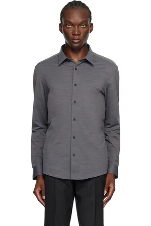 HUGO BOSS Chemise grise à col classique