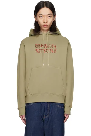 Maison Kitsuné Pull à capuche vert à logo Woodland