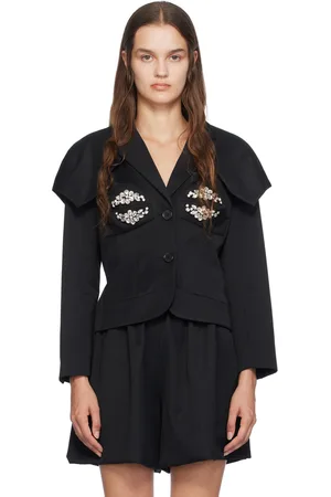 Simone Rocha Veston ajusté noir à bonnets à ornements facettés et à mancherons