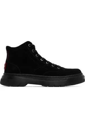 HUGO BOSS Bottes noires à écusson à logo étagé