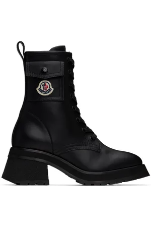 Moncler Bottes Gigi noires en cuir à laçage