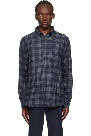 Sunspel Chemise bleu marine à carreaux