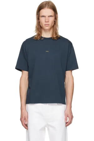 A.P.C. T-shirt droit bleu à petit logo imprimé