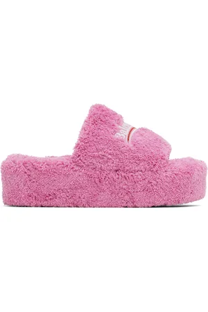 Balenciaga Sandales roses en sherpa à plateforme