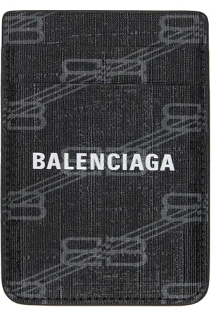 Balenciaga Porte-carte noir à logos et à aimant