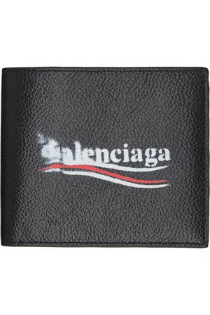 Balenciaga Portefeuille noir à logo Political Campaign à effet poché et à deux volets