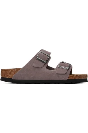 Birkenstock Sandales étroites Arizona mauves à semelle intérieure en suède