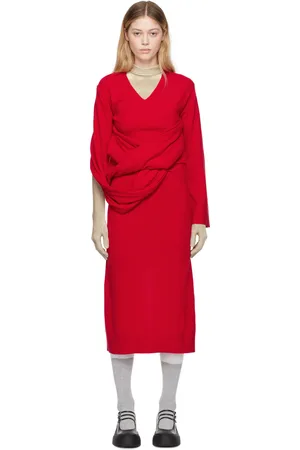 J.W.Anderson Robe longue rouge à panneau drapé