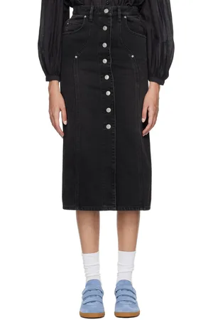Isabel Marant Jupe midi Vandy noire en denim
