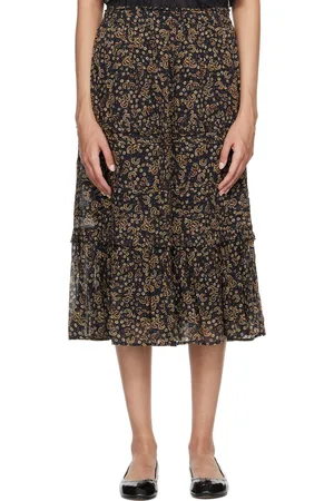 Isabel Marant Jupe longue Diya noir et beige