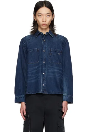 lesugiatelier Chemise bleu marine en denim à nervure