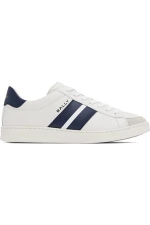 Bally Baskets de tennis blanc et bleu marine