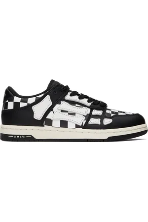 AMIRI Baskets basses noir et blanc à carreaux et à appliqués Skel Top