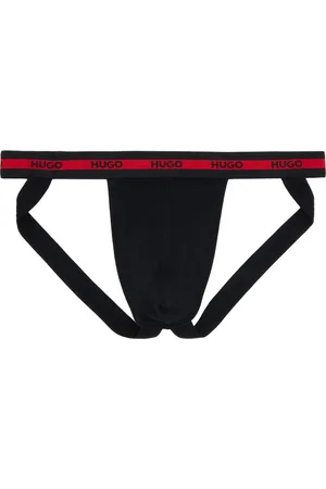 HUGO BOSS Ensemble de trois slips de style suspensoir noirs à logos
