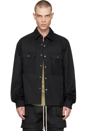 Rick Owens Chemise noire en denim à poches à rabat