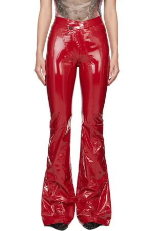OTTOLINGER Pantalon rouge en cuir synthétique à braguette décentrée