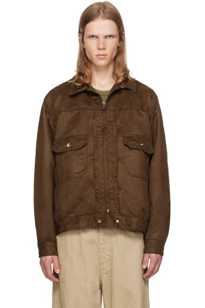 ENGINEERED GARMENTS Blouson brun en suède synthétique à pattes boutonnées