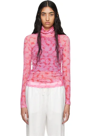 DRIES VAN NOTEN Col roulé rose à motif