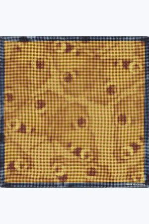 DRIES VAN NOTEN Mouchoir de poche jaune et bleu en soie