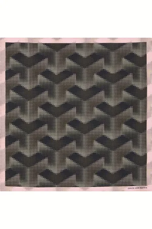 DRIES VAN NOTEN Mouchoir de poche brun et rose en soie