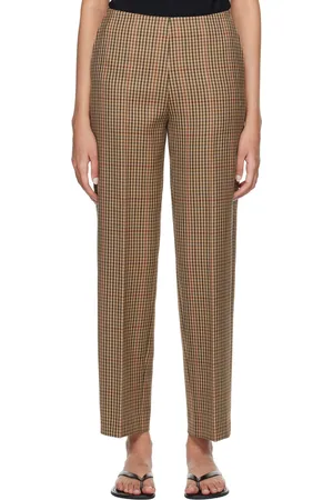 DRIES VAN NOTEN Pantalon brun clair à carreaux