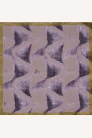 DRIES VAN NOTEN Mouchoir de poche mauve et brun en soie