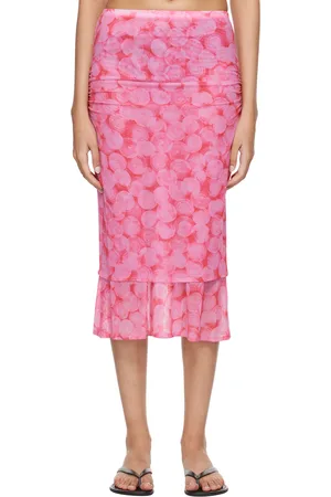 DRIES VAN NOTEN Jupe midi étagée rose
