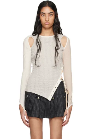 Andersson Bell Pull gris et beige à découpes et à ornement lacé