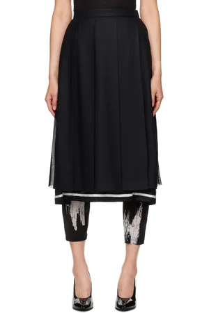 UNDERCOVER Jupe midi noire à plis