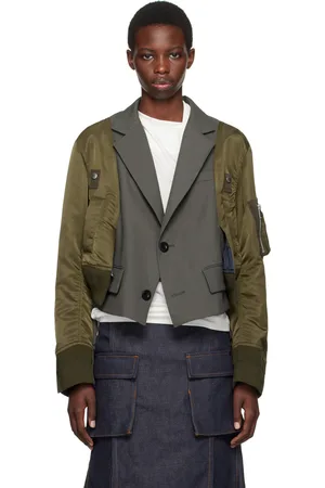 SACAI Veston kaki en tissu de costume