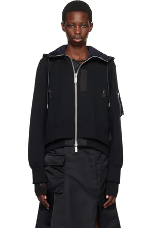 SACAI Pull à capuche étagé noir