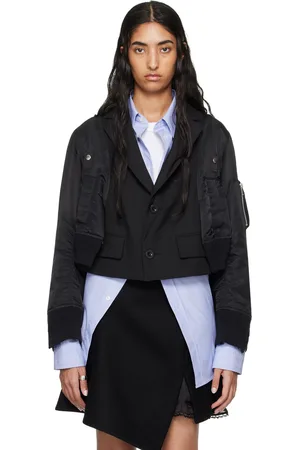 SACAI Veston noir en tissu de costume