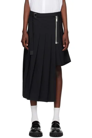 SACAI Jupe midi noire en tissu de costume