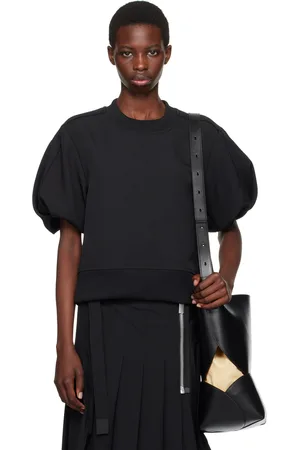 SACAI Pull molletonné noir en jersey technique