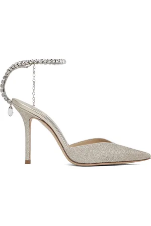 Jimmy Choo Chaussures à talon aiguille 100 argentées à chaine Saeda