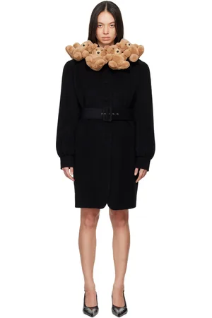 Moschino Manteau noir à col à oursons