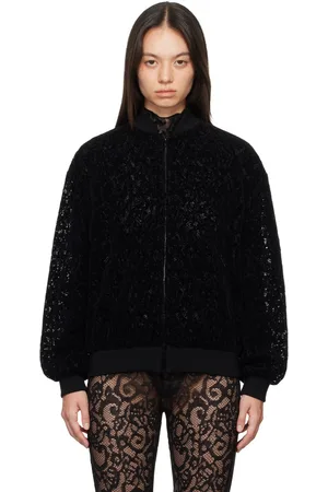 Moschino Blouson aviateur noir en dentelle