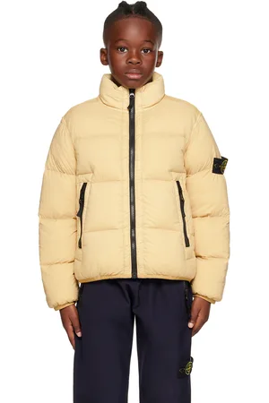 Stone Island Enfant | Blouson jaune rembourré en duvet à col droit