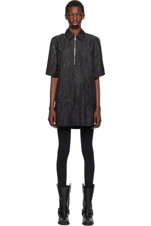 Ganni Robe courte noire en cloqué à plis